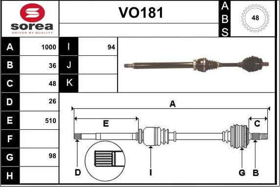 Sera VO181 - Arbre de transmission droxauto.com