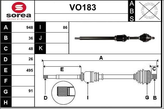 Sera VO183 - Arbre de transmission droxauto.com