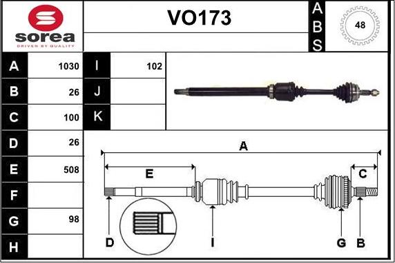 Sera VO173 - Arbre de transmission droxauto.com