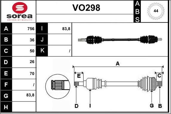 Sera VO298 - Arbre de transmission droxauto.com
