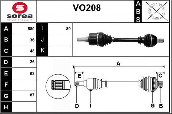 Sera VO208 - Arbre de transmission droxauto.com