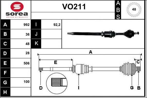 Sera VO211 - Arbre de transmission droxauto.com