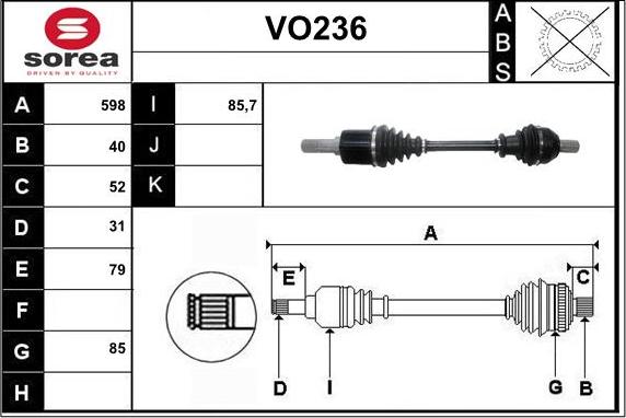 Sera VO236 - Arbre de transmission droxauto.com