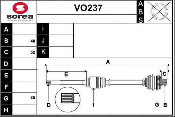 Sera VO237 - Arbre de transmission droxauto.com