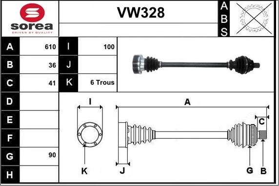 Sera VW328 - Arbre de transmission droxauto.com