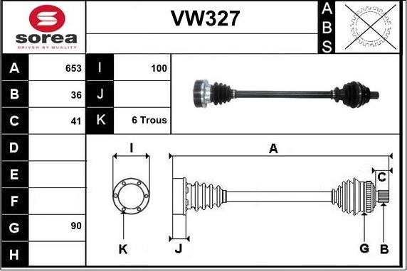 Sera VW327 - Arbre de transmission droxauto.com