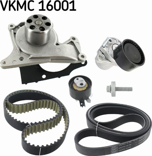 SKF VKMC 16001 - Pompe à eau + kit de courroie de distribution droxauto.com