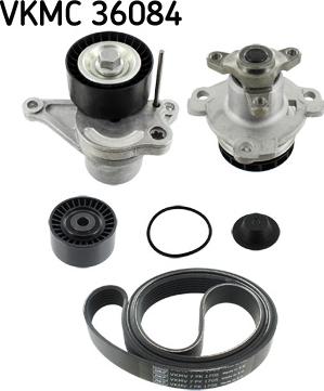 SKF VKMC 36084 - Pompe à eau+Jeu de courroie trapézoïdale à nervures droxauto.com
