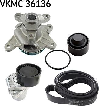 SKF VKMC 36136 - Pompe à eau+Jeu de courroie trapézoïdale à nervures droxauto.com