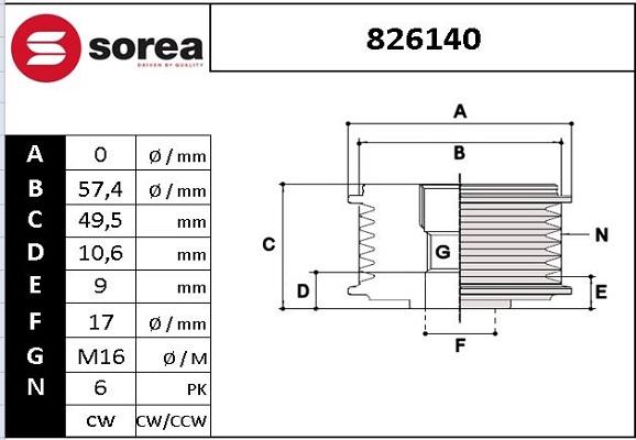 SNRA 826140 - Poulie, alternateur droxauto.com