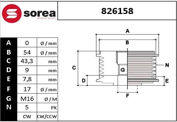 SNRA 826158 - Poulie, alternateur droxauto.com
