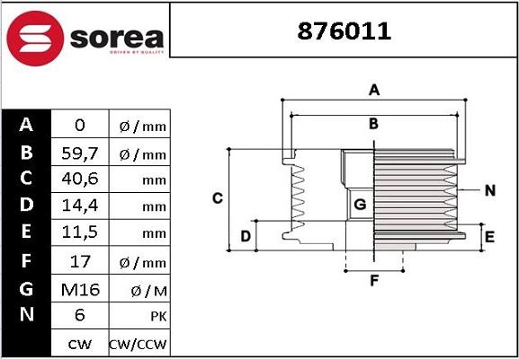 SNRA 876011 - Poulie, alternateur droxauto.com