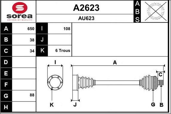 SNRA A2623 - Arbre de transmission droxauto.com