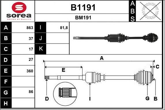 SNRA B1191 - Arbre de transmission droxauto.com