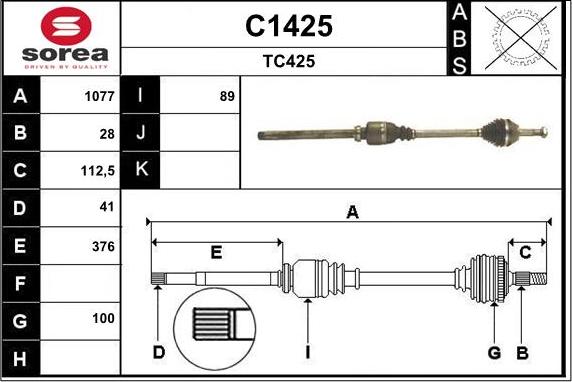 SNRA C1425 - Arbre de transmission droxauto.com