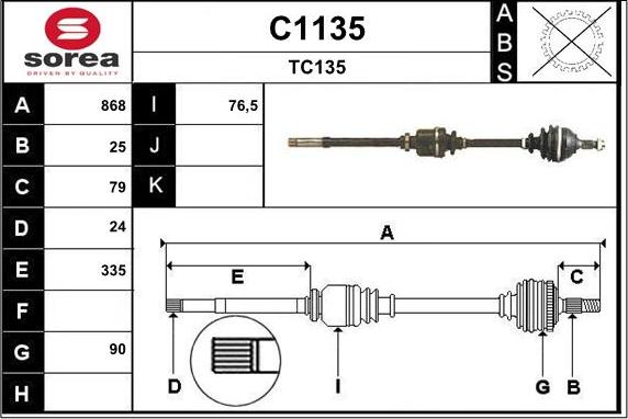SNRA C1135 - Arbre de transmission droxauto.com