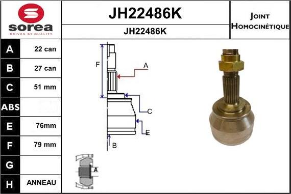 SNRA JH22486K - Jeu de joints, arbre de transmission droxauto.com