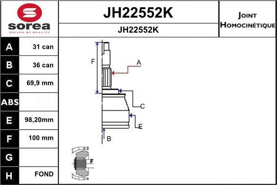 SNRA JH22552K - Jeu de joints, arbre de transmission droxauto.com
