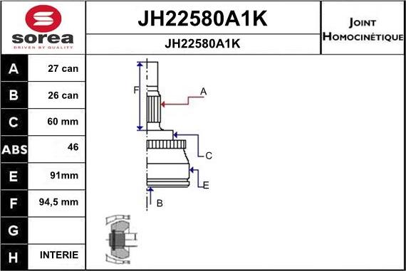 SNRA JH22580A1K - Jeu de joints, arbre de transmission droxauto.com