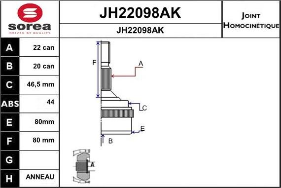 SNRA JH22098AK - Jeu de joints, arbre de transmission droxauto.com