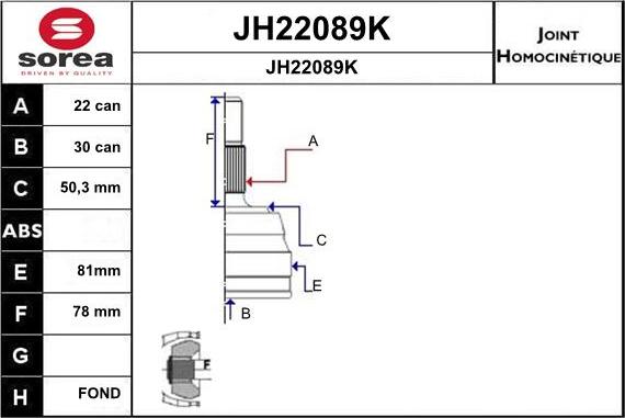 SNRA JH22089K - Jeu de joints, arbre de transmission droxauto.com