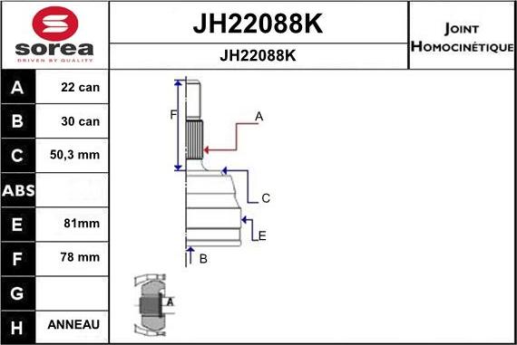 SNRA JH22088K - Jeu de joints, arbre de transmission droxauto.com