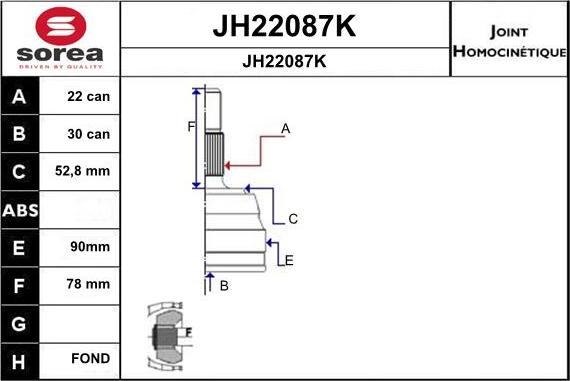 SNRA JH22087K - Jeu de joints, arbre de transmission droxauto.com