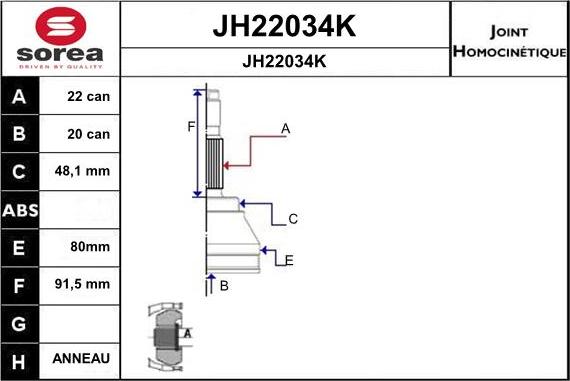 SNRA JH22034K - Jeu de joints, arbre de transmission droxauto.com