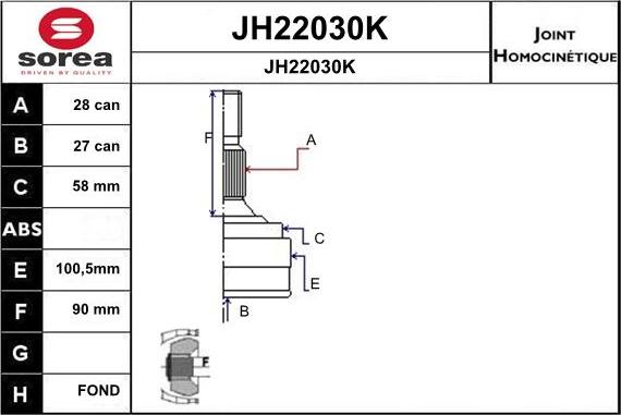 SNRA JH22030K - Jeu de joints, arbre de transmission droxauto.com