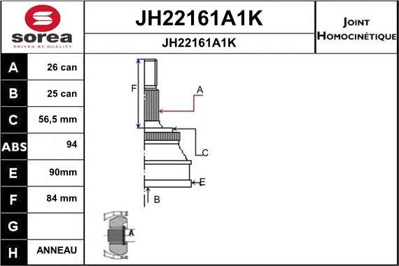 SNRA JH22161A1K - Jeu de joints, arbre de transmission droxauto.com