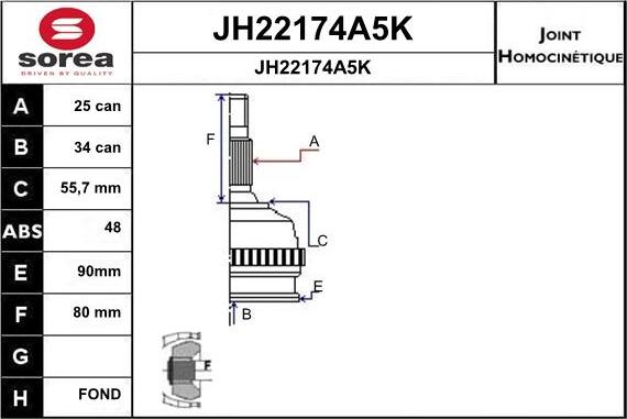 SNRA JH22174A5K - Jeu de joints, arbre de transmission droxauto.com