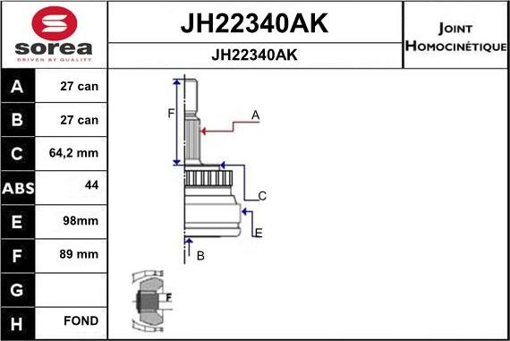 SNRA JH22340AK - Jeu de joints, arbre de transmission droxauto.com