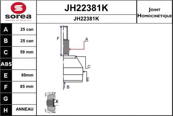 SNRA JH22381K - Jeu de joints, arbre de transmission droxauto.com