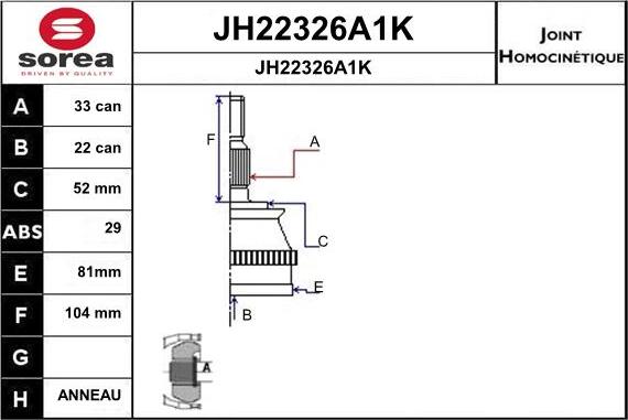SNRA JH22326A1K - Jeu de joints, arbre de transmission droxauto.com