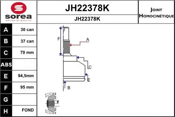 SNRA JH22378K - Jeu de joints, arbre de transmission droxauto.com
