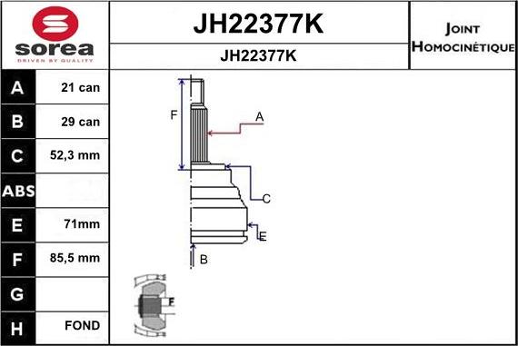 SNRA JH22377K - Jeu de joints, arbre de transmission droxauto.com