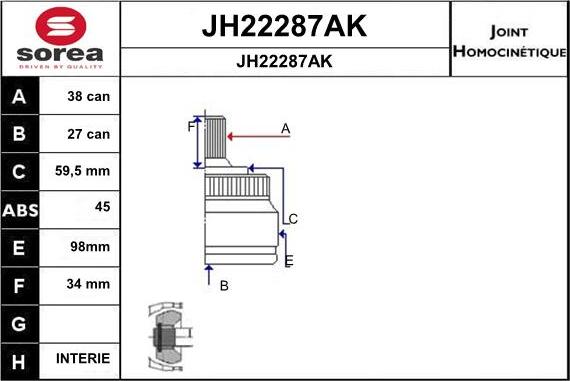 SNRA JH22287AK - Jeu de joints, arbre de transmission droxauto.com