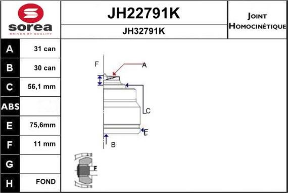 SNRA JH22791K - Jeu de joints, arbre de transmission droxauto.com