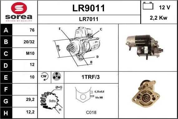 SNRA LR9011 - Démarreur droxauto.com