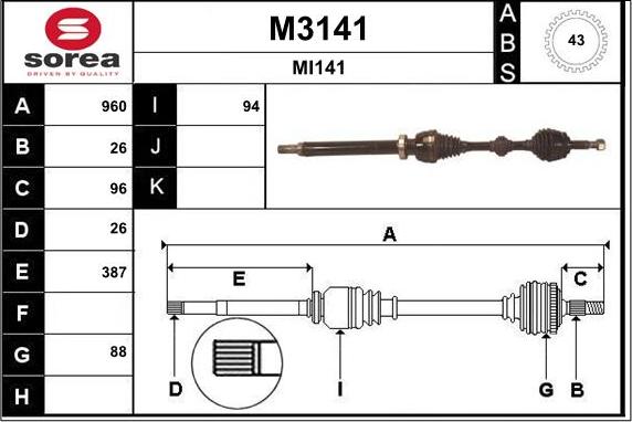 SNRA M3141 - Arbre de transmission droxauto.com