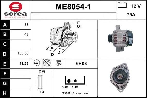 SNRA ME8054-1 - Alternateur droxauto.com