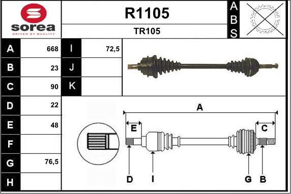 SNRA R1105 - Arbre de transmission droxauto.com