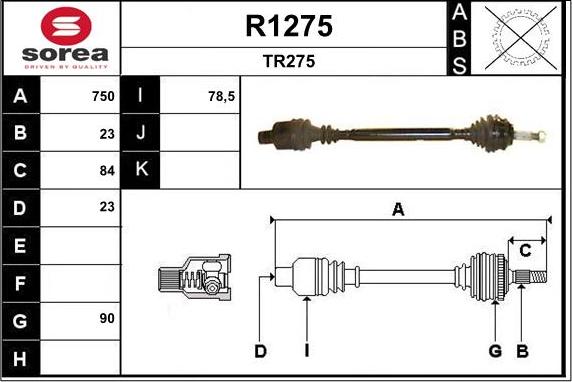 SNRA R1275 - Arbre de transmission droxauto.com