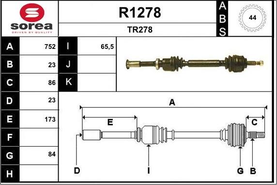 SNRA R1278 - Arbre de transmission droxauto.com