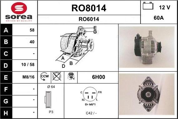 SNRA RO8014 - Alternateur droxauto.com