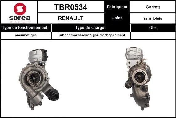 SNRA TBR0534 - Turbocompresseur, suralimentation droxauto.com