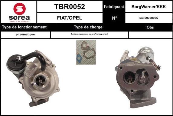 SNRA TBR0052 - Turbocompresseur, suralimentation droxauto.com