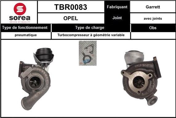 SNRA TBR0083 - Turbocompresseur, suralimentation droxauto.com