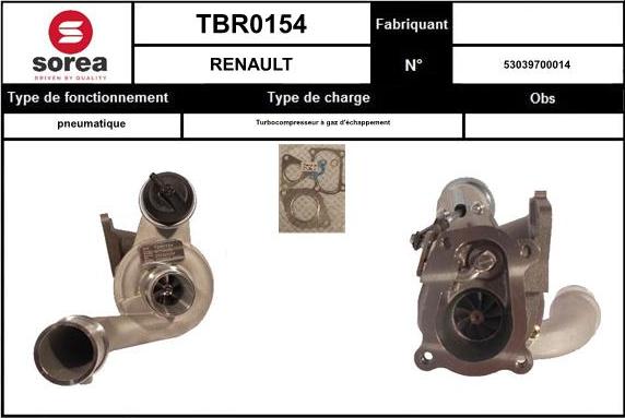 SNRA TBR0154 - Turbocompresseur, suralimentation droxauto.com