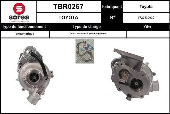 SNRA TBR0267 - Turbocompresseur, suralimentation droxauto.com